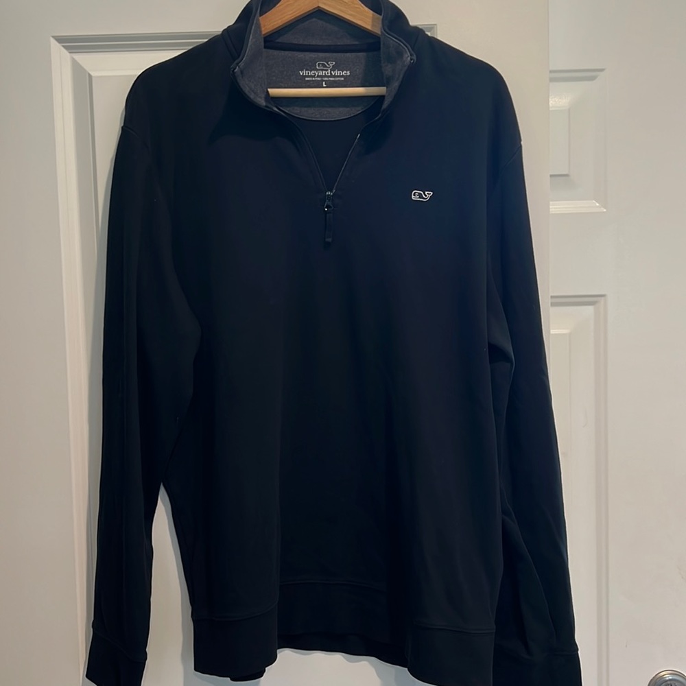 Vineyard Vine Black Quarter Zip Sweater